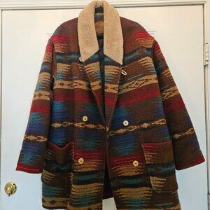 vintage Woolriches tribal Aztec lined wool coat L